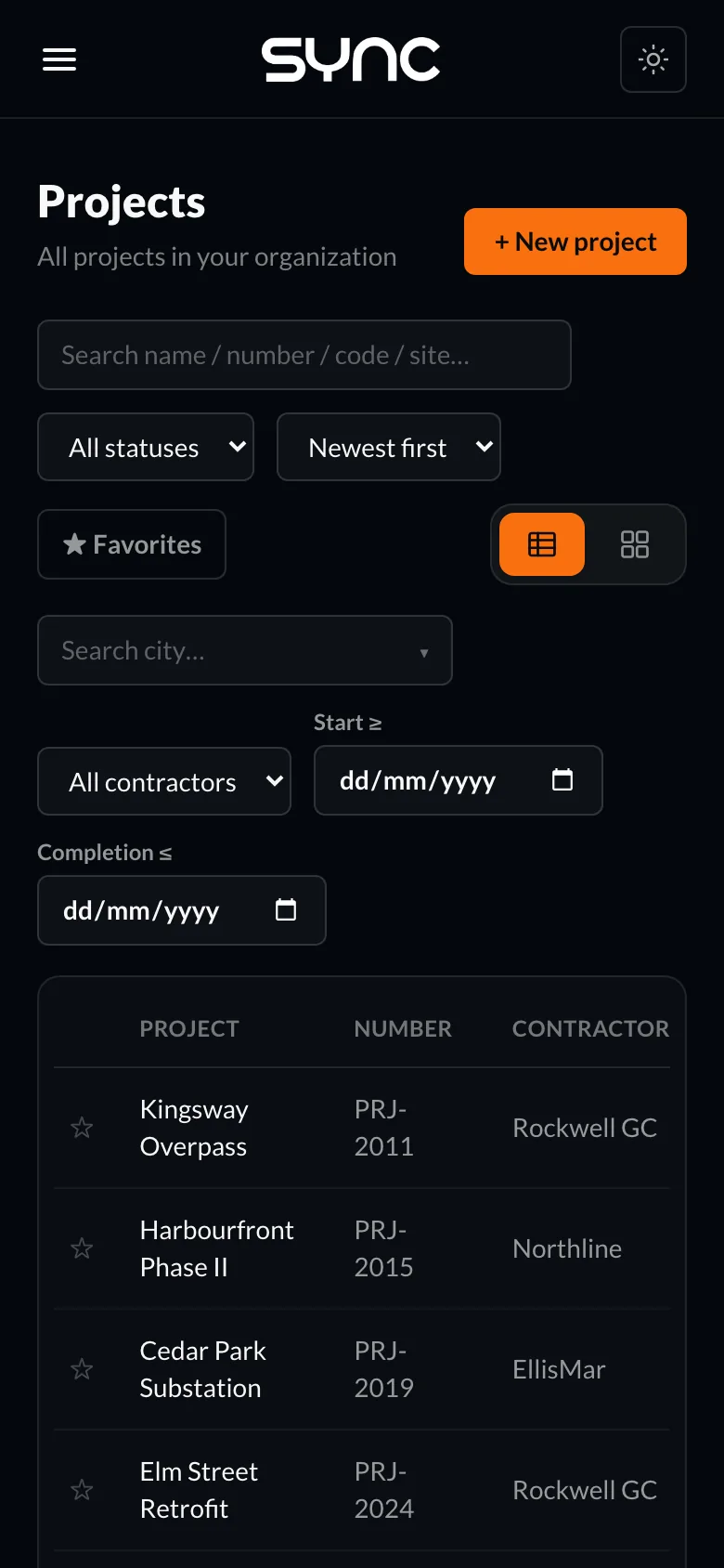 Projects on a phone