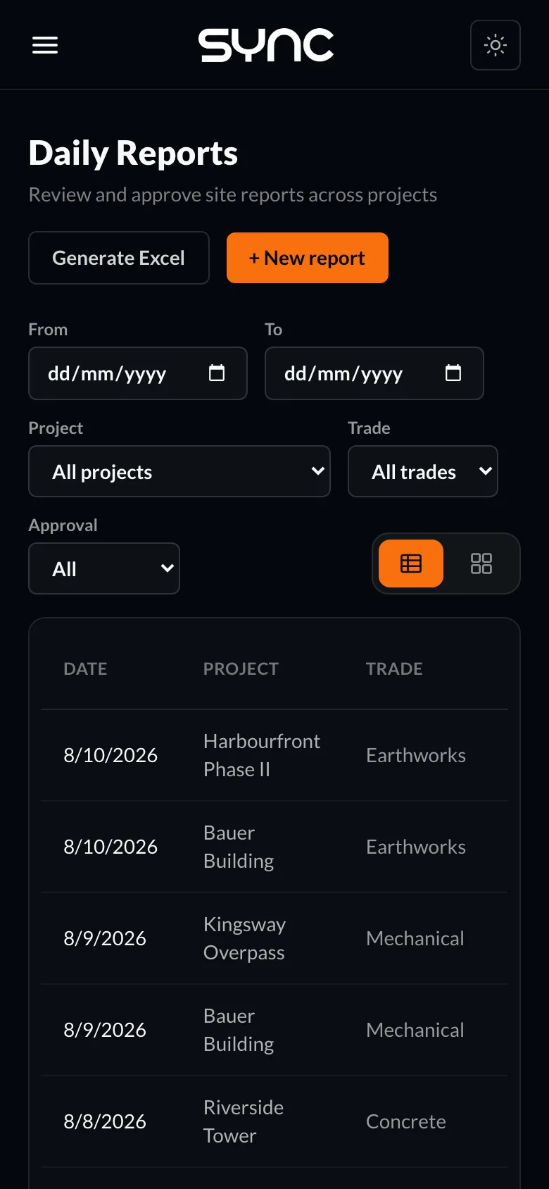 Daily Reports on a phone